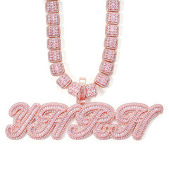 Ice Stone Sparkling Letter Charm Custom Name Necklace