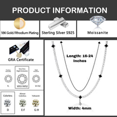 Ice Stone Black Clover VVS Moissanite Tennis Chain