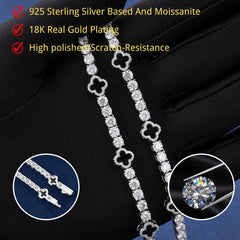 Ice Stone Black Clover VVS Moissanite Tennis Chain