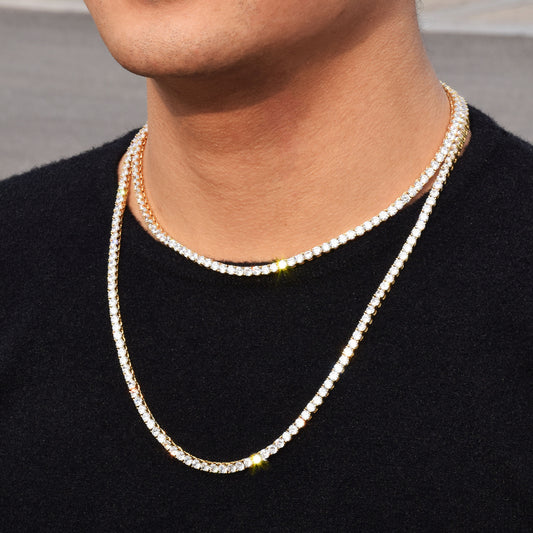 Ice Stone Multi-Size White Gold Tennis Necklace