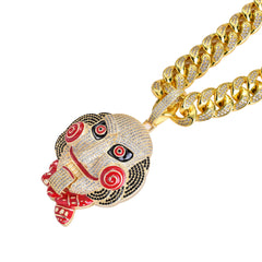 Ice Stone Big Horror Mouth Gold Pendant Necklace