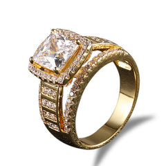 Ice Stone Gold Big Diamond Iced Out Ring