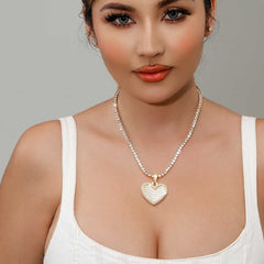 Ice Stone Iced Out Baguette Heart Pendant