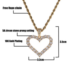 Ice Stone Simple 5mm CZ Heart Pendant Necklace