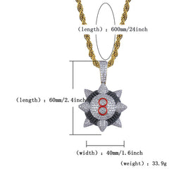 Ice Stone Iced Out 8-Ball Pendant Necklace