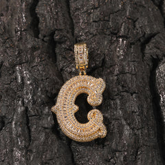 Ice Stone Gold Plated CZ Letter Necklace