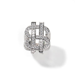 Ice Stone Full Diamond Dollar Sign Gold Ring