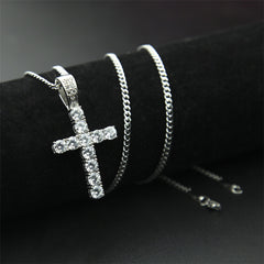 Ice Stone AAA Zircon Diamond Jesus Cross Pendant Necklace