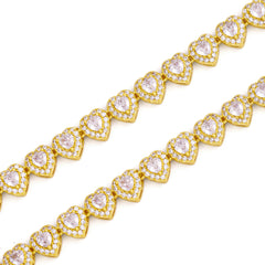 Ice Stone Heart Shape CZ Tennis Necklace
