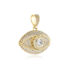 Ice Stone Gold Plated Cubic Zirconia Evil Eyes Necklace