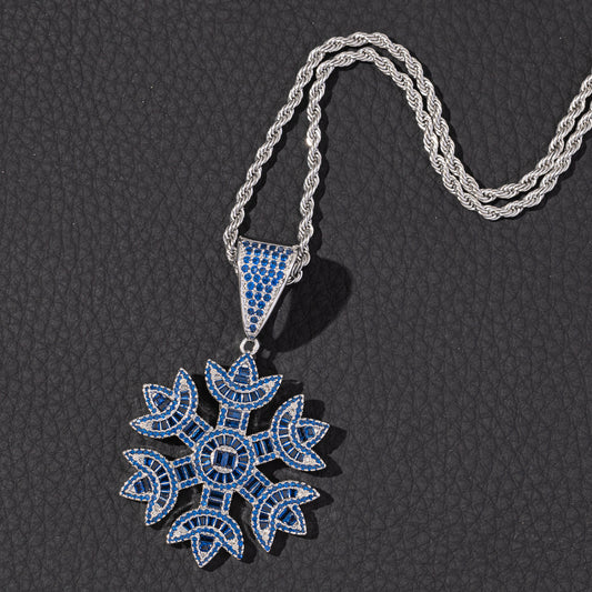Ice Stone Shiny Snowflake Pendant Necklace Women