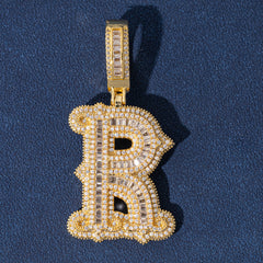 Ice Stone Gold Plated CZ Letter Necklace