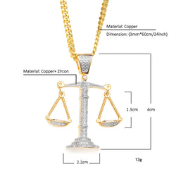Ice Stone Iced Out Hip Hop Balance Pendant Necklace