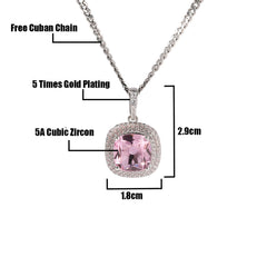 Ice Stone Pink Pendant Luxury Fashion Jewelry