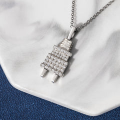 Ice Stone Sterling Silver Heart Pendant Necklace