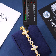 Ice Stone VVS Moissanite 15mm Cross Cuban Iced Out Bracelet