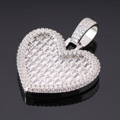 Ice Stone Iced Out Baguette Heart Pendant