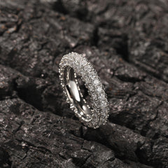 Ice Stone 3-Row AAA Zircon Gold Hip Hop Ring