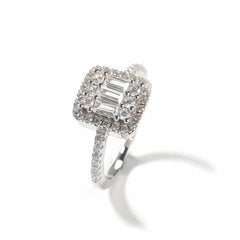 Ice Stone Square Baguette CZ Gold Ring