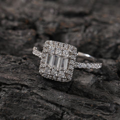 Ice Stone Square Baguette CZ Gold Ring