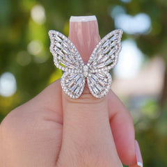 Ice Stone Luxury Adjustable Crystal Butterfly Finger Ring