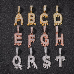 Ice Stone Custom A-Z Drip Letter Pendant Necklace