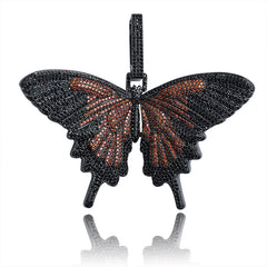 Ice Stone Pink Butterfly Iced Out Necklace