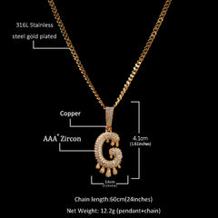 Ice Stone Custom A-Z Drip Letter Pendant Necklace