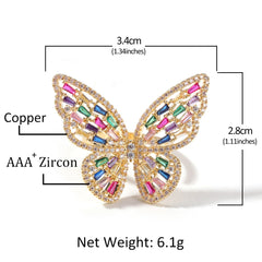 Ice Stone Luxury Adjustable Crystal Butterfly Finger Ring