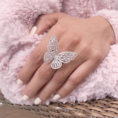 Ice Stone Luxury Adjustable Crystal Butterfly Finger Ring