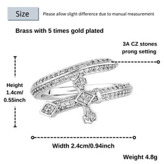 Ice Stone Brass Gold Plated Sword CZ Ring