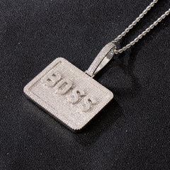 Ice Stone 6mm Big Rectangle Custom Name Plate Necklace