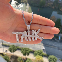 Ice Stone Custom Initial CZ Pendant Necklace