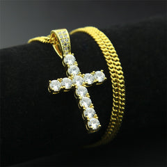 Ice Stone AAA Zircon Diamond Jesus Cross Pendant Necklace