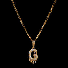 Ice Stone Custom A-Z Drip Letter Pendant Necklace