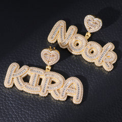 Ice Stone Custom Letter Pendant with Heart