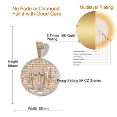 Ice Stone Double Gun Cross Pendant Necklace