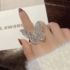 Ice Stone Luxury Adjustable Crystal Butterfly Finger Ring
