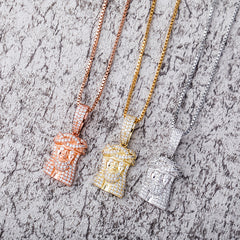 Ice Stone Rose Gold Jesus Pendant Necklace