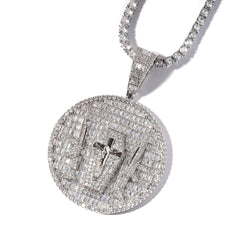 Ice Stone Double Gun Cross Pendant Necklace