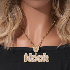 Ice Stone Custom Letter Pendant with Heart