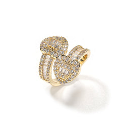 Ice Stone Heart Shaped Iced Out Gold Ring