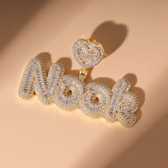 Ice Stone Custom Letter Pendant with Heart