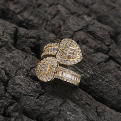 Ice Stone Heart Shaped Iced Out Gold Ring