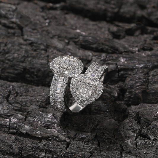 Ice Stone Heart Shaped Iced Out Gold Ring