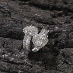 Ice Stone Heart Shaped Iced Out Gold Ring