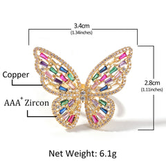 Ice Stone Cute Pink Rainbow Butterfly Women’s Ring