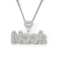 Ice Stone Custom Letter Pendant with Heart