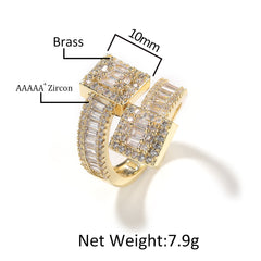 Ice Stone Hip Hop Baguette Square Party Ring