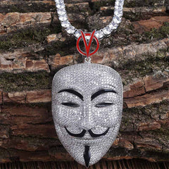 Ice Stone V for Vendetta Bling Pendant Necklace